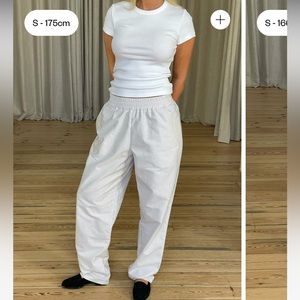 Djerf Avenue Breezy Pants Tall - Beige Stripe Size Medium